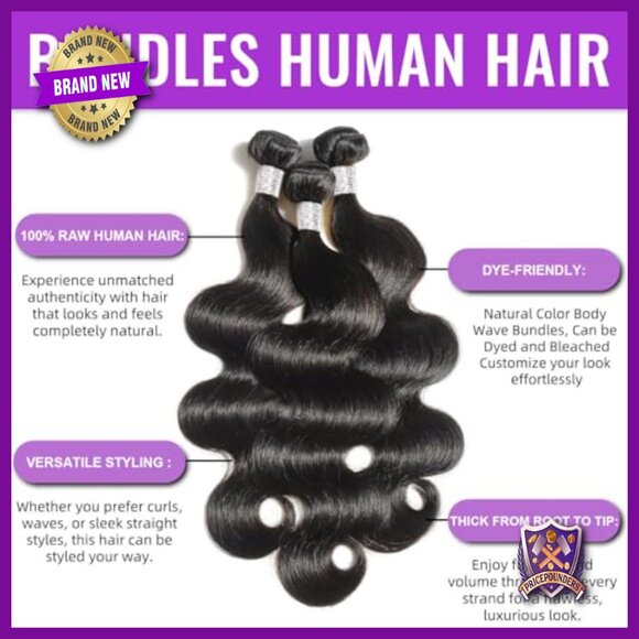 100% Brazilian Virgin Human Hair Extensions Body Wave 3 Bundles 18-22 Inch